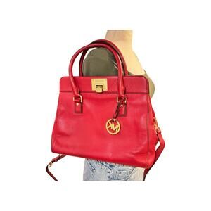 Michael Kors Astrid Red Pebbled Leather Satchel Gold Hardware